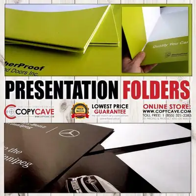 TOP QUALITY PRESENTATION FOLDERS ON HEAVY 14pt or 16pt STOCK (with UV Gloss or Matte AQ Coating) If...