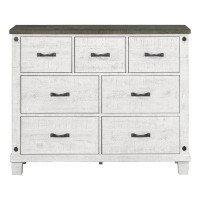 Gracie Oaks Vernardo Distressed White And Grey 7-Drawer Dresser
