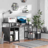 17 Stories 68 Inch Office Table Computer Desk Workstation Bookshelf With CPU Stand, Spacious Storage Shelves & Chic Mode