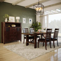 Loon Peak Caruso 6 - Person Acacia Solid Wood Dining Set