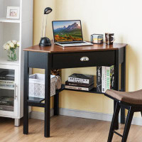 Latitude Run® TDC Corner Computer Desk Laptop Writing Table Wood Workstation Home Office Furniture Coffee