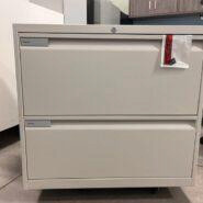 Teknion 2 Drawer Lateral Filing Cabinet – White – Full Pull Handles – 30W