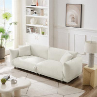 Latitude Run® A Lovable, Fat, Bread-Like Sofa With 2 Pillows And Metal Feet With Anti-Skid Pads