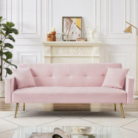GZMWON Velvet Convertible Folding Futon Sofa Bed, Upholstered Sofa