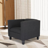 Ebern Designs Calypso Modern Black Sofa Chair for Living Room, Bedroom and Office with Solid Wood Frame