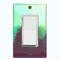 WorldAcc Metal Light Switch Plate Outlet Cover (Campfire Green Sky - Single Rocker)