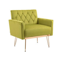 Mercer41 I Will Search For A Modified Title For The "accent Chair, Leisure Single Sofa With Rose Golden Feet, Olive Gree