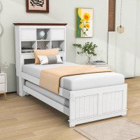 Darby Home Co Tormey Wood Bookcase Bed with Trundle and Drawers