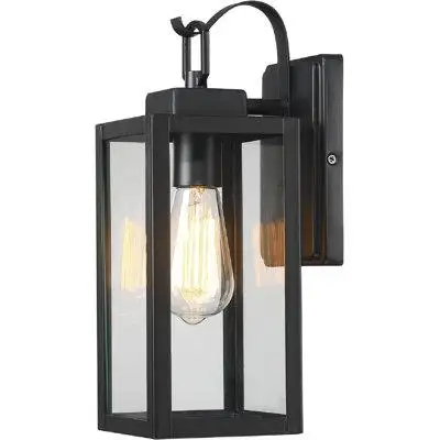 Features matte black finish clear glass shade and waterproof design the outdoor wall mount light fix...