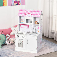 2 IN 1 MULTIFUNCTIONAL KIDS KITCHEN DOLL HOUSE TODDLER PRETEND PLAY TOY KITCHEN WITH ACCESSORIES REALISTIC PLAY COOKING