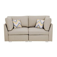 Latitude Run® Joie 67.3" Beige Fabric Loveseat Couch With Pillows