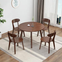 Corrigan Studio solid wood family dining table round table 4 chairs