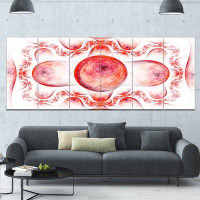 Made in Canada - Design Art 'Red Exotic Pattern on White'  6 Piece Graphic Art Print Set on Canvas