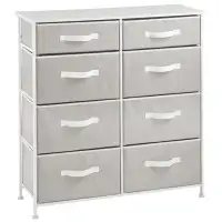 Ebern Designs Stylish Cream/White 8-Drawer Chest: Versatile Storage Solution For Bedrooms And Living Rooms