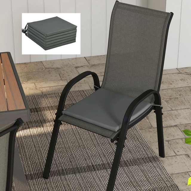 Outdoor Seat Cushion Set 16.5" L x 16.5" W x 1.2" H Charcoal Grey in Patio & Garden Furniture