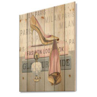 East Urban Home Glam Fashion High Heels III - Posh and Luxe Print on Natural Pine Wood