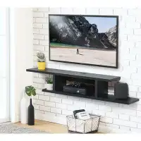 Ebern Designs Ebern Designs Wall Mounted Media Console Floating TV Stand Component Shelf,Black Grain,DS211801WB