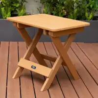 Myhomekeepers TALE Adirondack Portable Folding Side Table Square All-Weather And Fade-Resistant Plastic Wood Table Perfe
