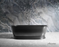 Ancerre - Heritage 71x32 Inch Freestanding Solid Surface Bathtub in Matte White or Black with Center Drain  ANC