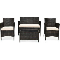 Winston Porter 4 Pcs Patio Furniture Sets PE Rattan Chair Wicker Set Outdoor Bistro