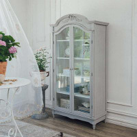 Hillock Home French Living Room Storage Cabinet Bedroom Toy Bookcase Against The Wall Transparent Glass Display Cabinet