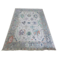 Oriental Rug Galaxy Hand Knotted Ivory Colourful Oushak Oriental Rug