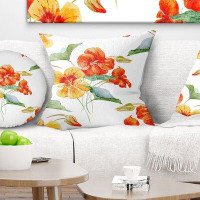 Made in Canada - East Urban Home Floral Watercolor Nasturtium Flower Pattern Pillow