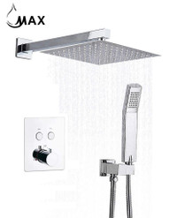 Thermostatic Shower System Two Functions With Valve Square Design Chrome Finish