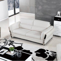 Wrought Studio AE690 White Microfiber Leather Sofa
