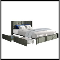Ivy Bronx Anna Wingback Platform Bed With Patented 4 Drawers Storage