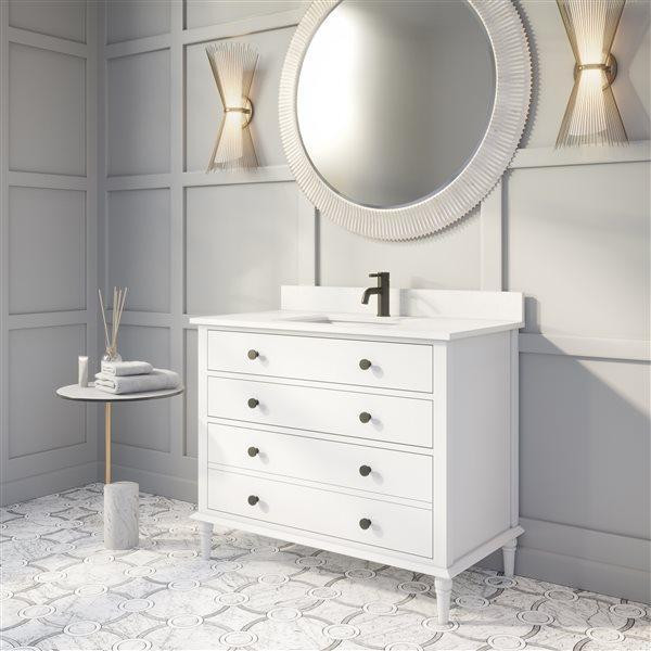 Farrow 42 or 60 in Single Sink Bathroom Vanity w White Engineered Stone Countertop ( White or Oxford Grey ) ABSB in Cabinets & Countertops - Image 3