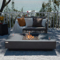 Elementi 13.8" H x 60" W Concrete Outdoor Fire Pit Table with Lid