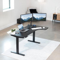 Vivo VIVO Electric 58" X 35" Corner Stand Up Desk, Black Table Top, Black Frame