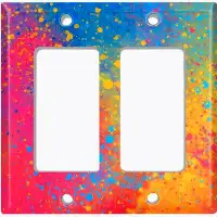 WorldAcc Metal Light Switch Plate Outlet Cover (Paint Graffiti Colourful Rainbow Splatter   - Single Toggle)