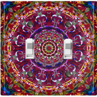 WorldAcc Metal Light Switch Plate Outlet Cover (Colorful Mandala Meditation - Double Toggle)