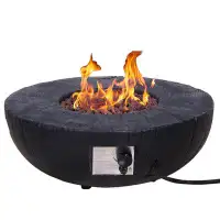 Latitude Run® Lois-30,000 BTU Faux Woodgrain Round Propane Gas Fire Pit With Weather Cover