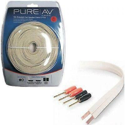 BELKIN Pure AV 30 ft. 15GA Flat Speaker Cable and Pins - 2 Conductors - White in General Electronics