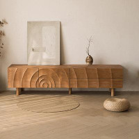 LORENZO Nordic Style Living Room TV Cabinet Locker Solid Wood 62.99'' W Storage Credenza