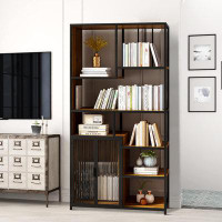 17 Stories Multipurpose Design Storage Bookshelf With Enclosed Storage Cabinet for dining and living rooms