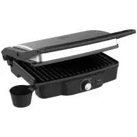 HomCom 4 Slice Panini Press Grill, Stainless Steel Sandwich Maker With Non-Stick Double Plates, Locking Lids And Drip Tr