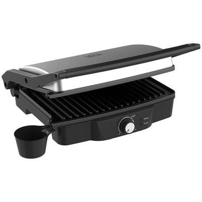 HomCom 4 Slice Panini Press Grill, Stainless Steel Sandwich Maker With Non-Stick Double Plates, Locking Lids And Drip Tr in Other