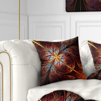 East Urban Home Floral Fractal Flower Red and Blue Pillow