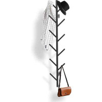 Latitude Run® Wall Mounted Coat Rack,Modern Metal Wall Clothes Rack, Purse Rack with 8 Hooks, Space Saving