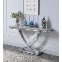 Rosdorf Park Jino 30" Height Rectangle Stainless Steel Sofa Table With Faux Marble Top