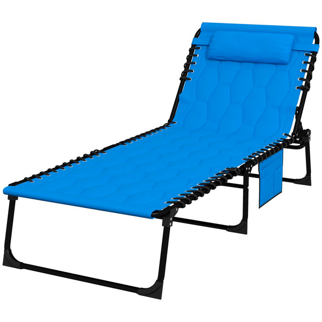Sun Lounger 74" x 25.6" x 14.2" Blue in Patio & Garden Furniture - Image 2