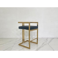 Everly Quinn Lana Black With Gold Base Stool