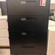Global 4 Drawer Lateral Filing Cabinet – Center Pull Handles – Black