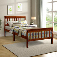 Alcott Hill Wood Platform Bed Twin Bed Frame Panel Bed Mattress Foundation Sleigh Bed Oak