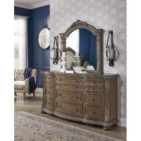 Signature Design by Ashley Charmond 9 Drawer 73" W Double Dresser with Mirror