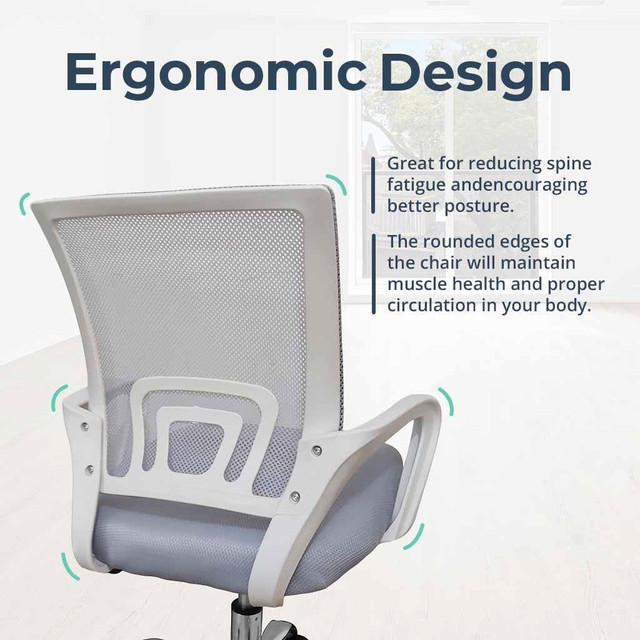 MotionGrey Mesh Series - Executive Ergonomic Computer Desk Home Office Chair with Mesh Back - White in Chairs & Recliners - Image 3